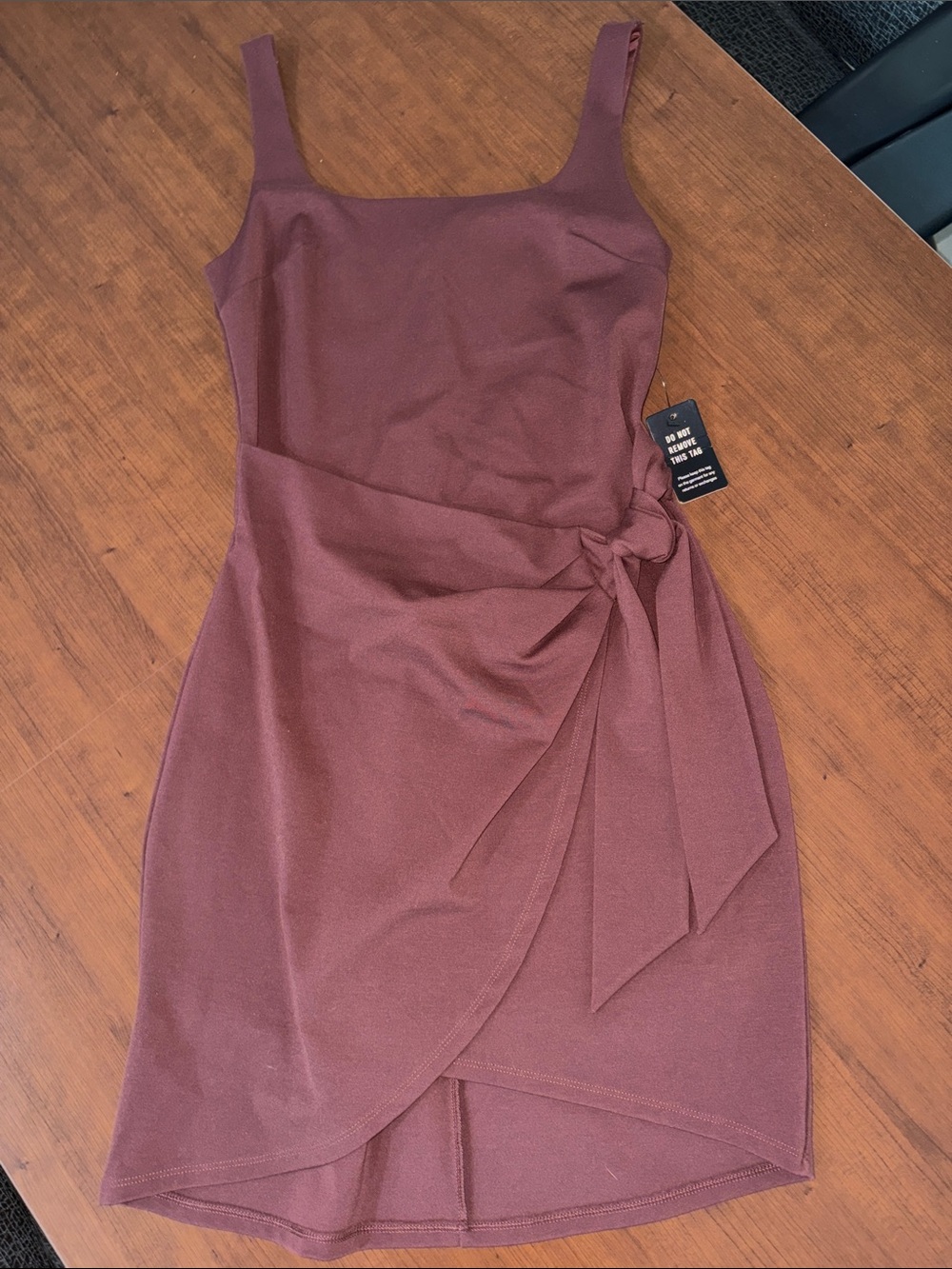 Express Mauve Tie-Waist Mini Dress
